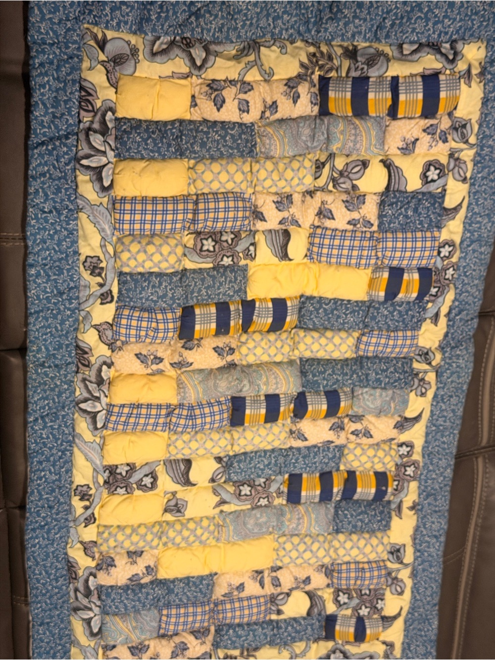 Handmade Yellow & Blue Patchwork Quilt pillowcase – Home Bedding